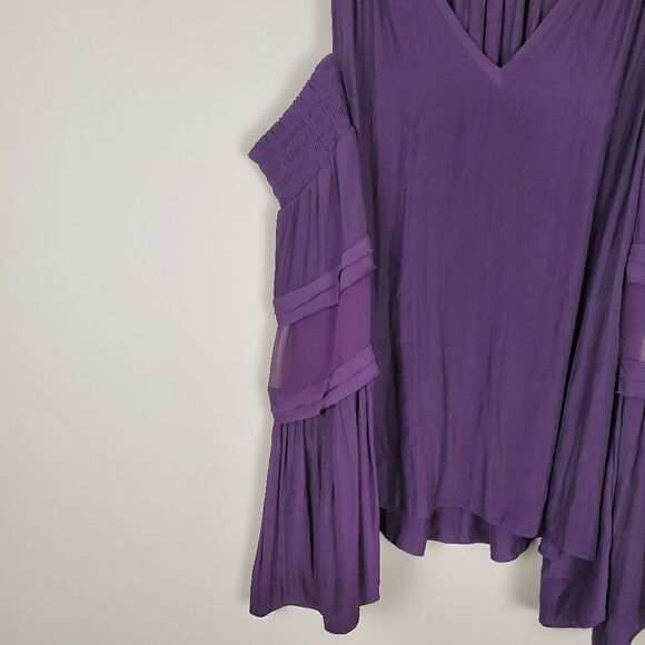 Ramy Brook Purple Faretta Vneck Cold Shoulder Blouse Size Small - Picture 5 of 7